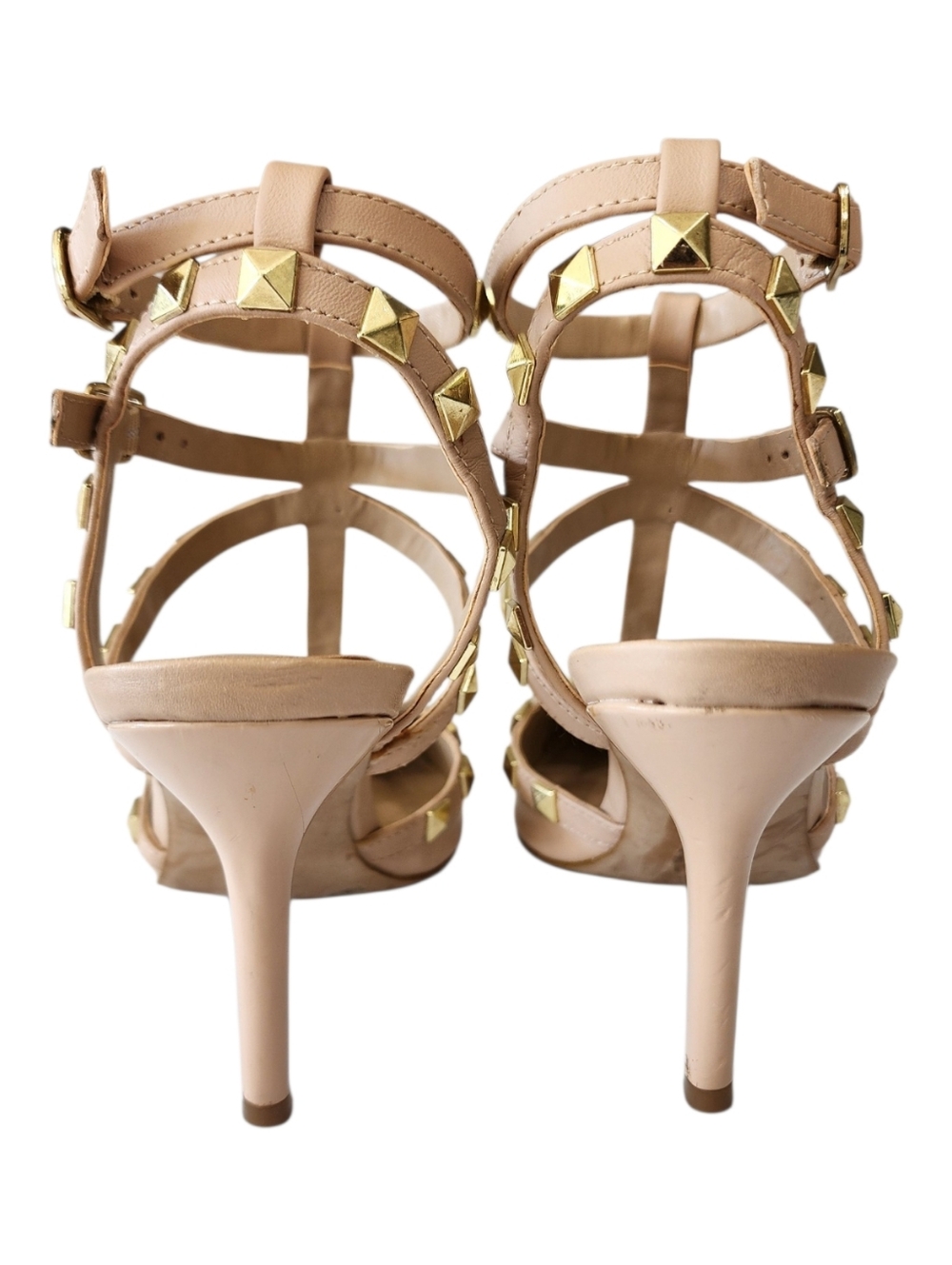 Jessica Simpson Nude Patent Studded Caged Strappy Pointed Toe Heels Size 7.5 - Picture 5 of 14